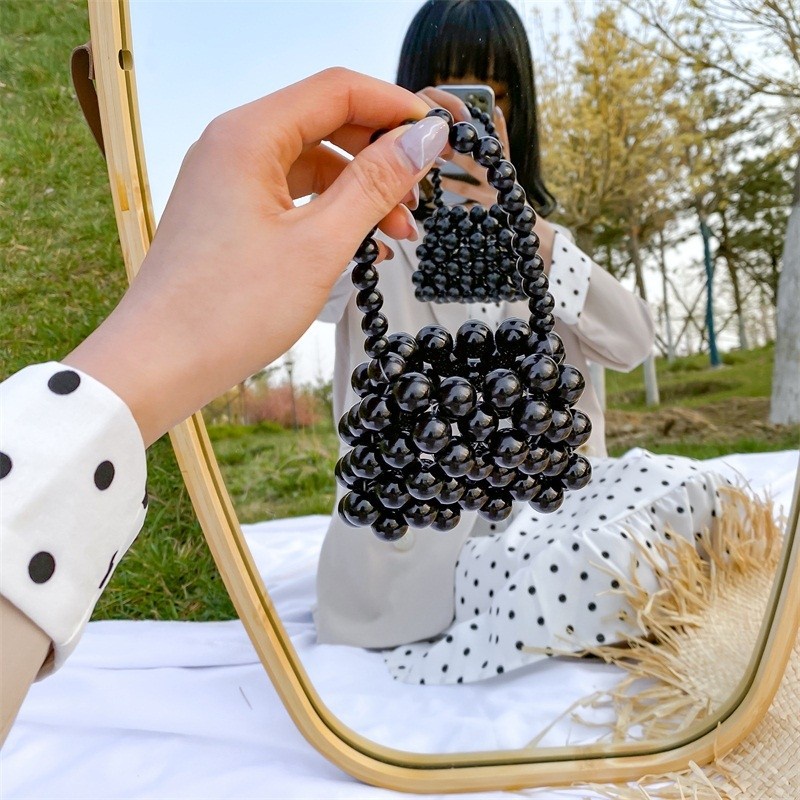 Túi Đeo Chéo JASMIN NOIR Dáng Vuông Khảm Ngọc Trai Nhỏ Nhắn Xinh Xắn Hợp Thời Trang
