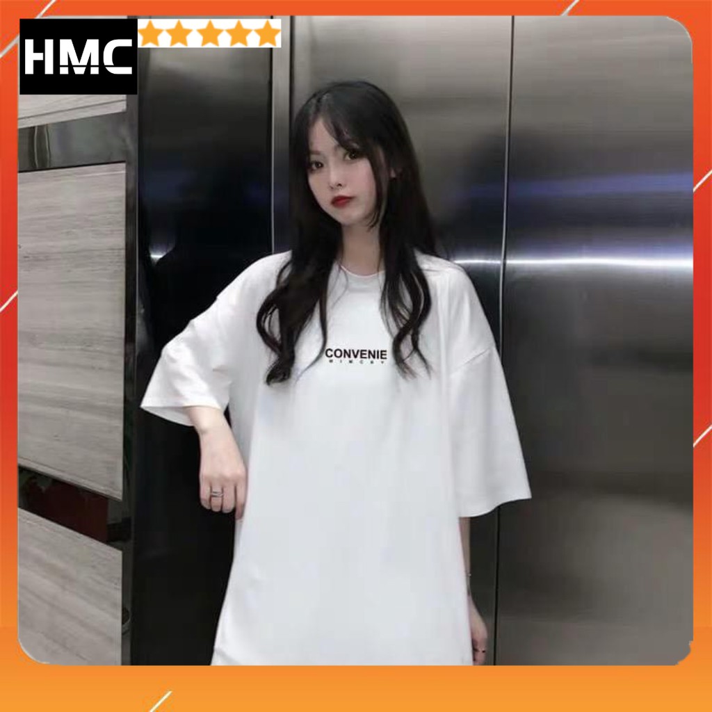 Áo thun Áo phông CONVENIE siêu xinh tay lỡ phông Unisex nam nữ Cotton oversize form rộng Oversize  co dãn 4 chiều MH008