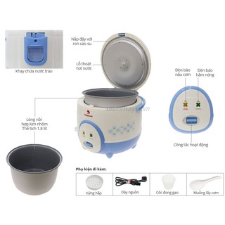 Nồi cơm happy cook 1,2l HC -120 xanh