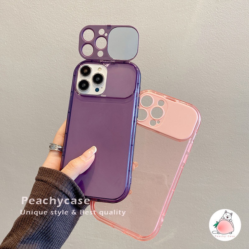 Ốp Điện Thoại TPU Mềm Trong Suốt Màu Kẹo Kèm Gương Trang Điểm Cho iPhone 14 13 12 Pro Max 11 Xr Xs Max X 7 8 Plus