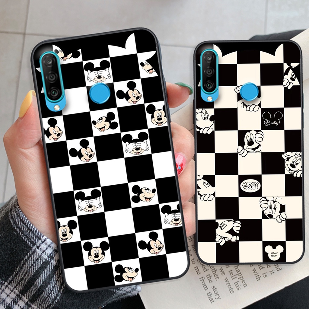 Ốp lưng Huawei Nova 4e / P30 Lite trái tim họa tiết caro, mikey họa tiết beabrick kaws cute