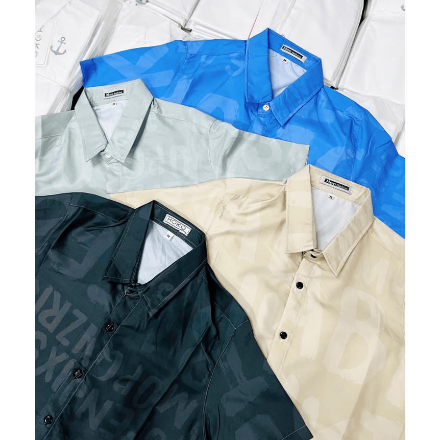 (Free Ship) Hàng Hot Mẫu Mới ÁO Sơ MI Nam Tay Ngắn In CHìm  Thời Trang Lịch Lãm Sang Trọng HÌnh Thật Shop Tự CHụp Kèm Vi