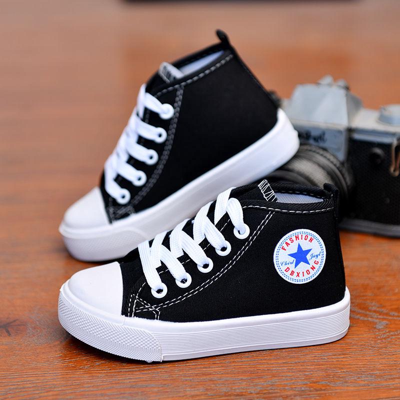 Giày Thể Thao Vải Canvas Cổ Cao Thoáng Khí Thời Trang Xuân Thu 2021 Cho Bé