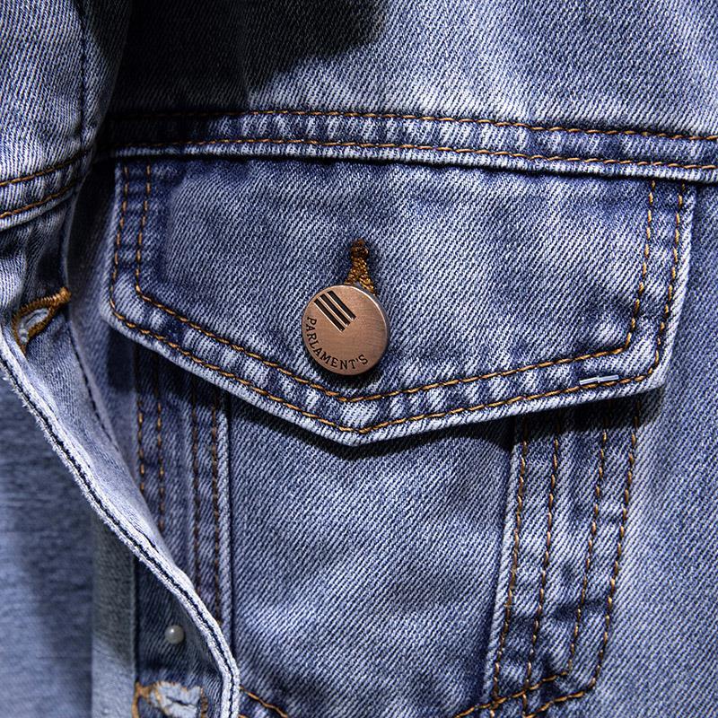 Áo Khoác denim Dáng Rộng Màu Sáng Mẫu Mới Thời Trang Xuân Hè Năm 2021 Dễ Phối Đồ Cho Nam Trung Niên