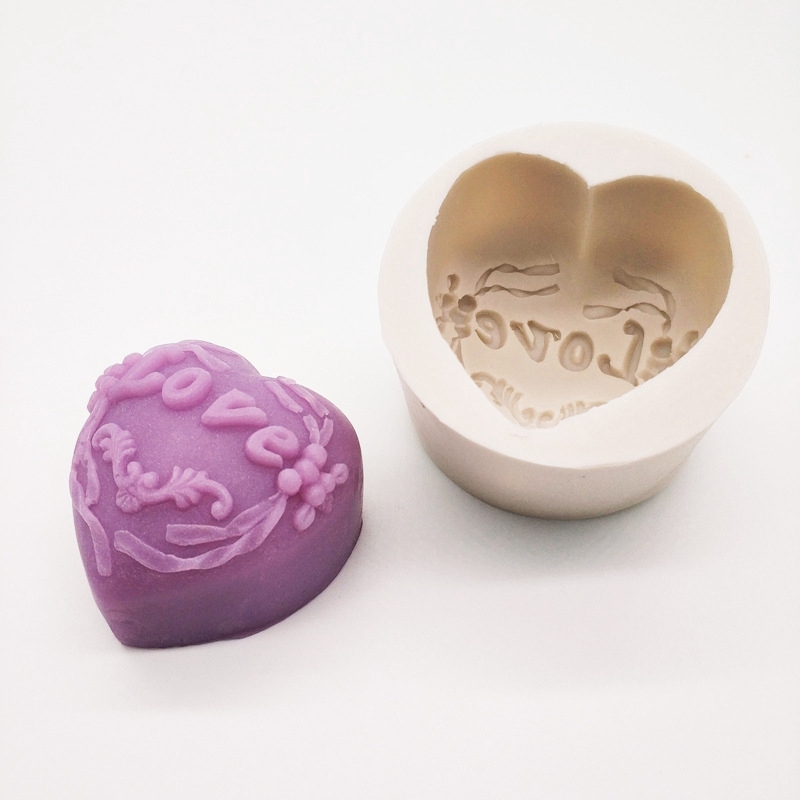 3D Silicone Soap Mold Heart Love Rose Flower Chocolate Mould Candle Polymer Clay Molds Crafts DIY Forms For Soap Base Tool K388