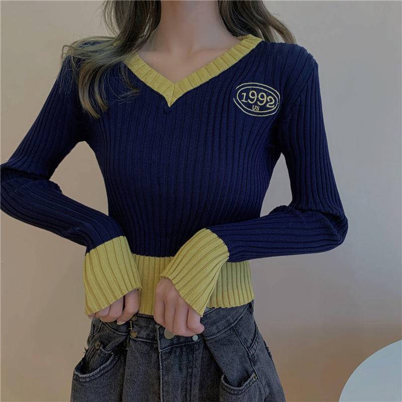 Áo Sweater Tay Dài Cổ Chữ v Phong Cách Hàn Quốc Mới 2022