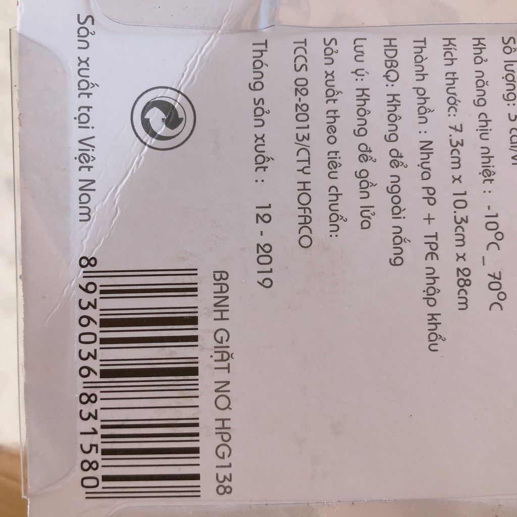 1 vĩ 3 banh giặt nơ loại lớn HPG138 HOFACO