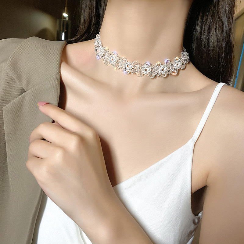 Vòng cổ choker trang trí hạt ngọc trai thanh lịch phong cách Hàn Quốc cho nữ mã B5B05