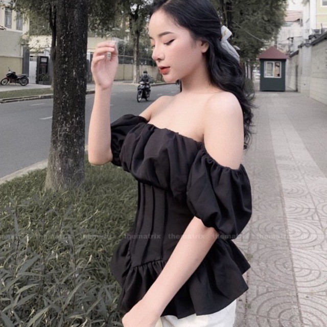 [SẴN-ẢNH THẬT] - Áo croptop trễ vai ( 3 màu )