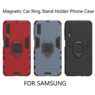 Ốp điện thoại cứng chống sốc có nhẫn đỡ nam châm cho Samsung Galaxy A7 A8 A9 Plus 2018