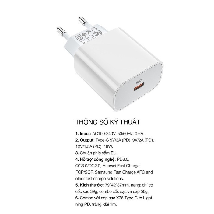 BỘ SẠC NHANH HOCO C76A PLUS TYPE-C RA PD3.0/20W/QC 3.0