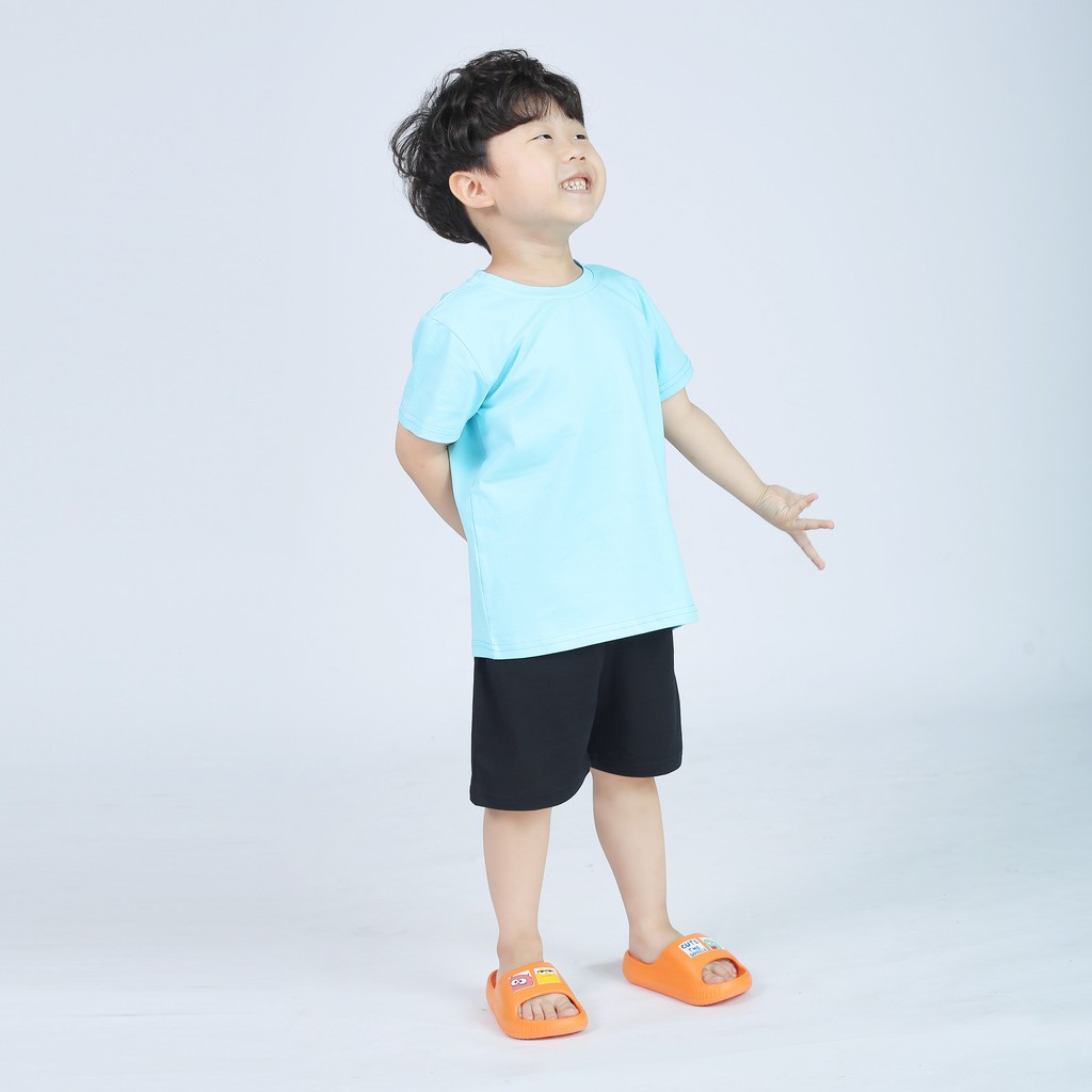 Đồ bộ bé trai áo thun quần short trơn BabyloveGO chất liệu cotton sợi thoáng mát co giãn cho trẻ từ 8-38kg