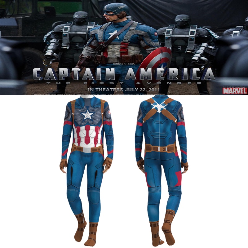 Marvel Captain America Kids Boys Party Cosplay Costume Jumpsuit Fancy Dress Outfit kid Gift