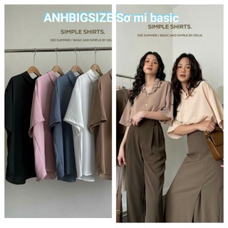 60-85KG ANH BIGSIZE Sơ mi BASIC trơn chất đẹp-Hàng bán shop Ms100