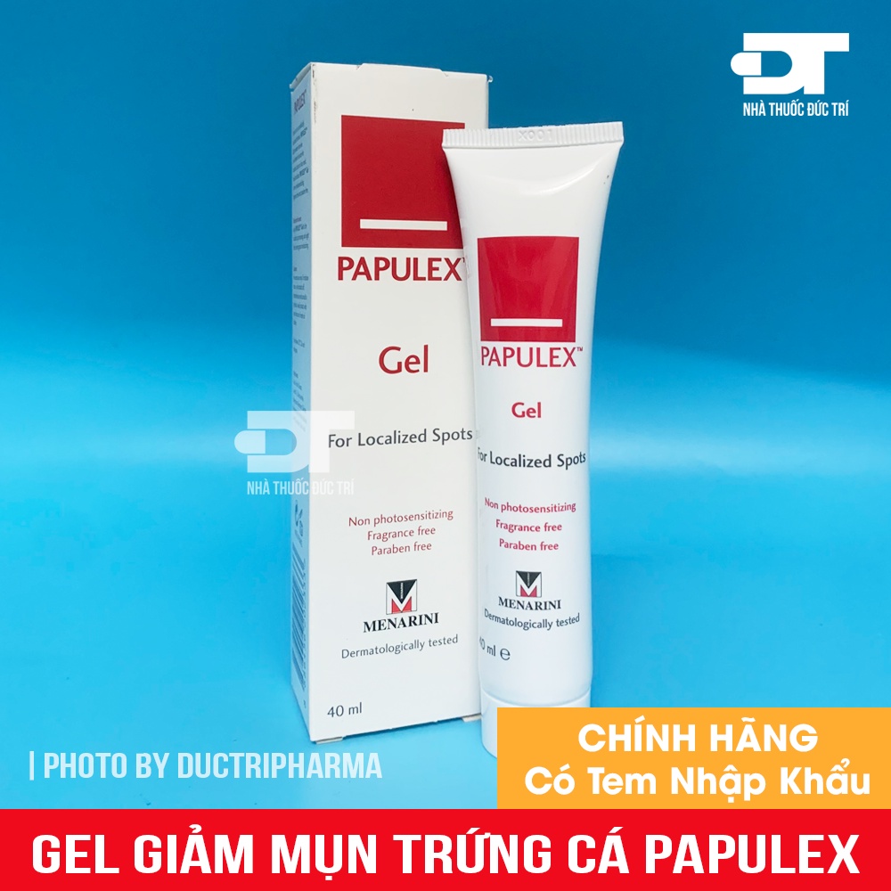 Papulex Gel For Localized Spots - Giảm mụn trứng cá, tăng cường độ ẩm, giảm đỏ rát, khô da, căng da 40ml