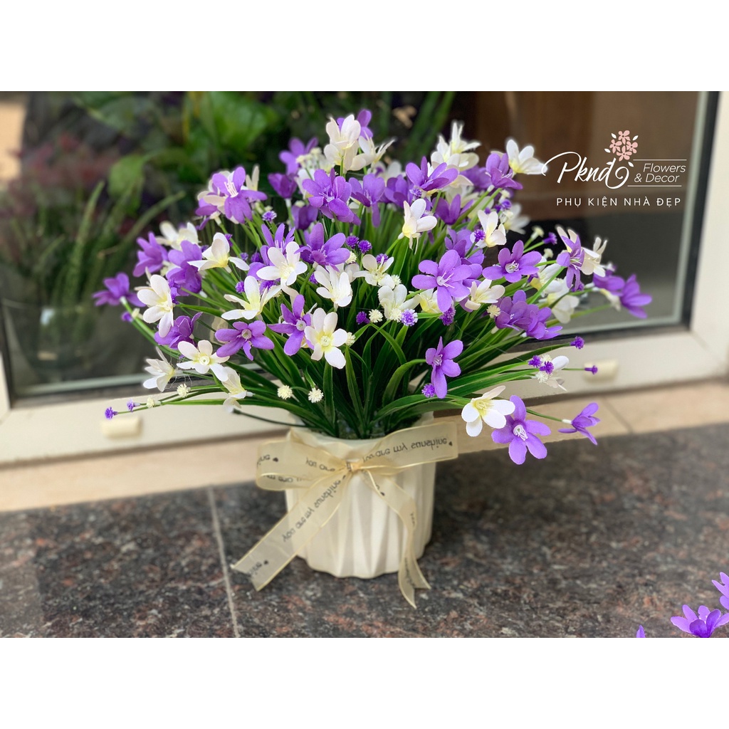 Chậu hoa giả thủy tiên lụa đẹp PKND FLOWER &amp; DECOR PKSH72