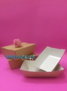 100 Khay giấy Kraft ăn vặt