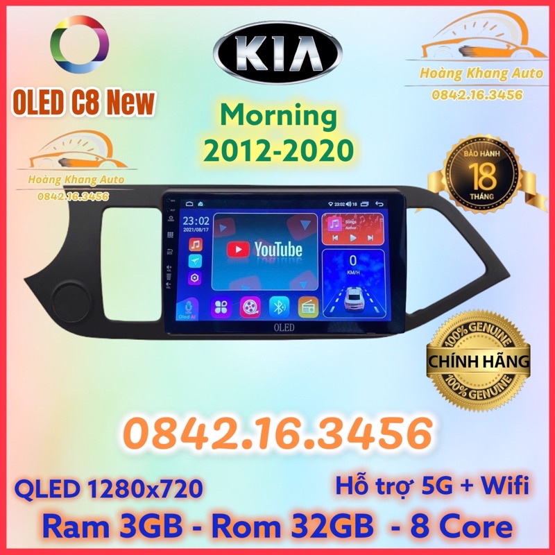 Màn hình android OLED C8 New theo xe Morning 2012 - 2020  kèm dưỡng và jack nguồn zin theo xe