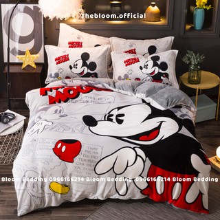 (Có Sẵn) Set Chăn Ga Gối Nỉ Nhung Mềm Mịn 4 Món Cho Bé - Mickey (Hàng loại 1)