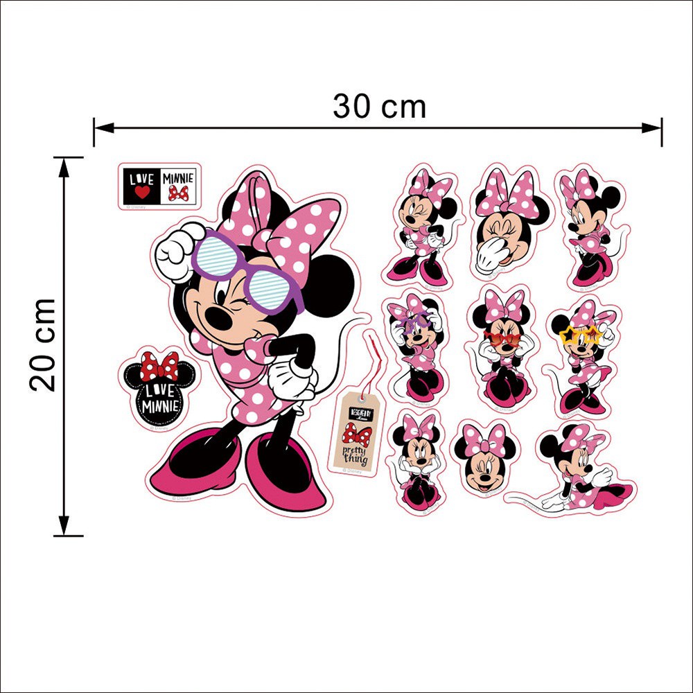 Sticker Dán Tường Họa Tiết Hoạt Hình Mickey Minnie Dễ Thương Chống Thấm Nước Diy81