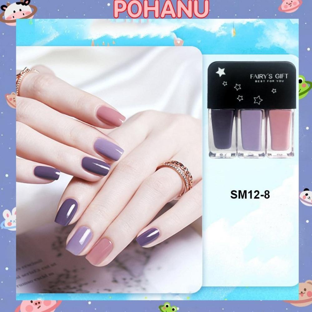 Set 3 lọ sơn móng tay Pohanu sơn gel móng tay bóng nhiều màu nail color SM12