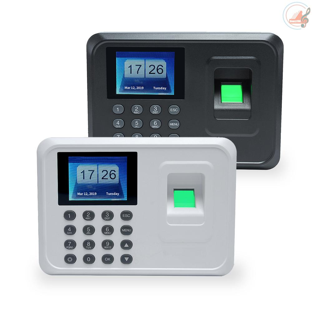 Intelligent Biometric Fingerprint Password Attendance Machine Employee Checking-in Recorder 2.4 inch TFT LCD Screen DC 5V Time Attendance Clock