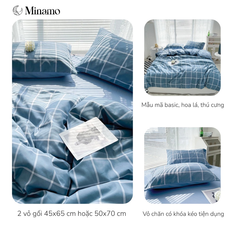 Bộ Chăn Ga Gối Cotton Poly 3D Minamo B04 Nhiều Mẫu, Chất Liệu Mềm Mịn, Không Bai Xù - Bảo Hành Chính Hãng Minamo