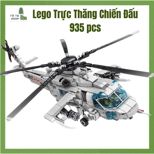 Bộ Lắp Ráp Máy Bay Chiến Đấu, Lego Trực Thăng Tấn Công Z20 935 Chi Tiết, kèm tên lửa, 5 chú lính, SEMBO BLOCK 202125