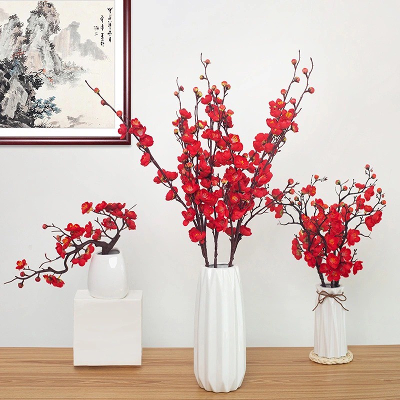 Cành Đào giả cành Mai giả dáng Bonsai hoa bằng vải lụa HOA TẾT