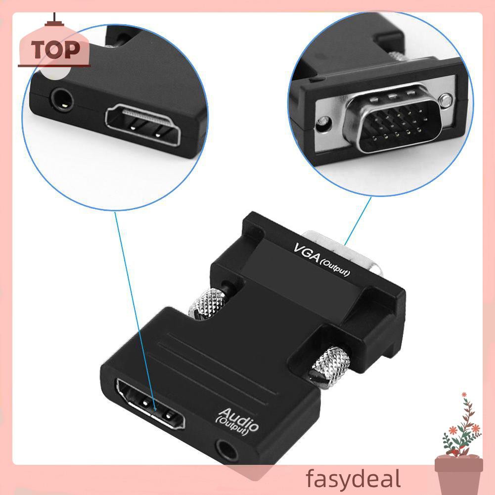 Giắc chuyển đổi từ lỗ cắm HDMI sang đầu cắm VGA với đầu ra âm thanh hỗ trợ 1080p