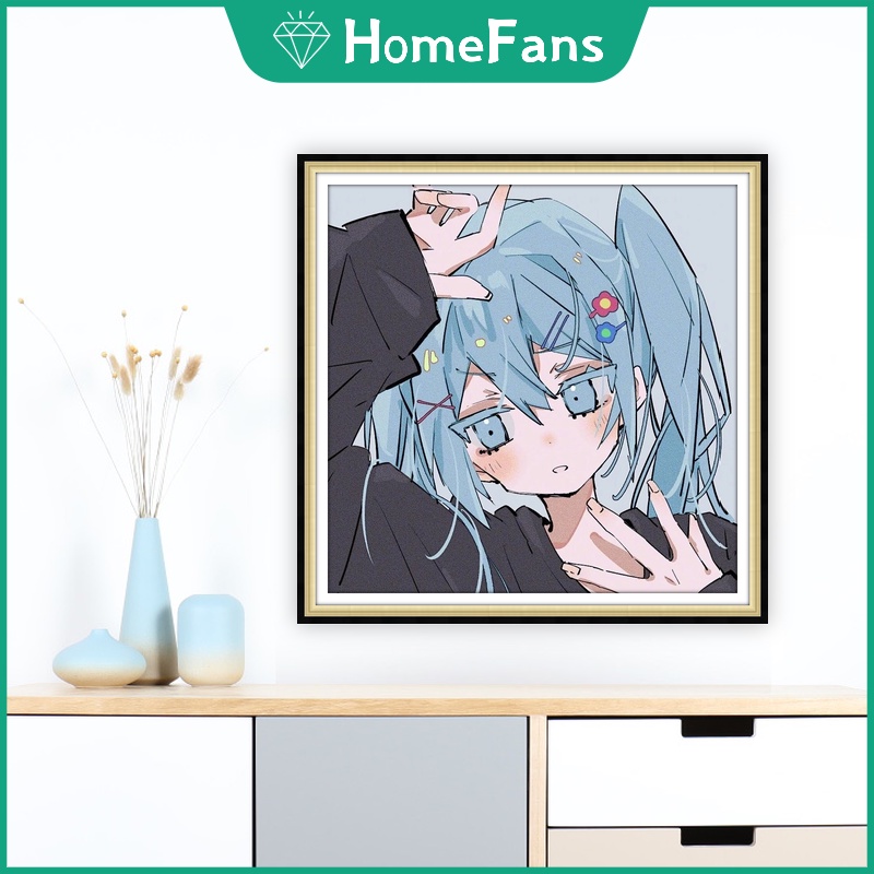 Bộ Tranh Đính Đá 5D Tự Làm Hình Hatsune Miku 30x30cm / 40x40cm / 50x50cm