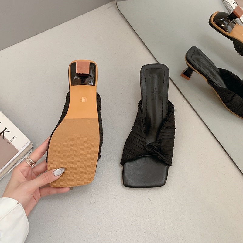 ✨💕Giày cao gót 5 phân, quai vải xoắn chéo màu siêu ngọt ạ