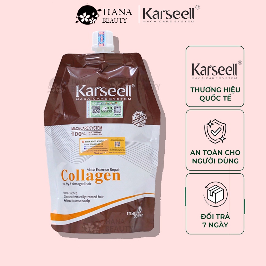 Kem Hấp Ủ Xả Phục Hồi Tóc Collagen Karseell Maca 500ML | Phục Hồi Tóc, Giúp Tóc Siêu Mềm Mượt