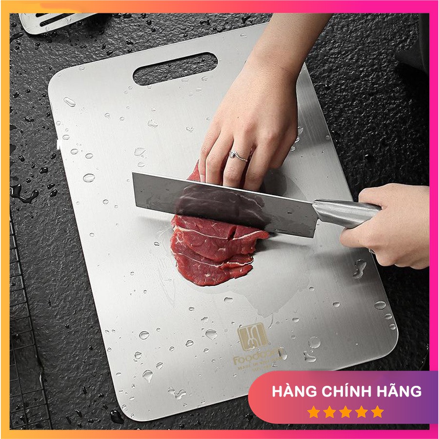 Thớt Inox 304 [HÀNG CHÍNH HÃNG] Thớt Inox 304 kháng khuẩn, khử mùi, chống nấm mốc, thớt Inox Foodcom