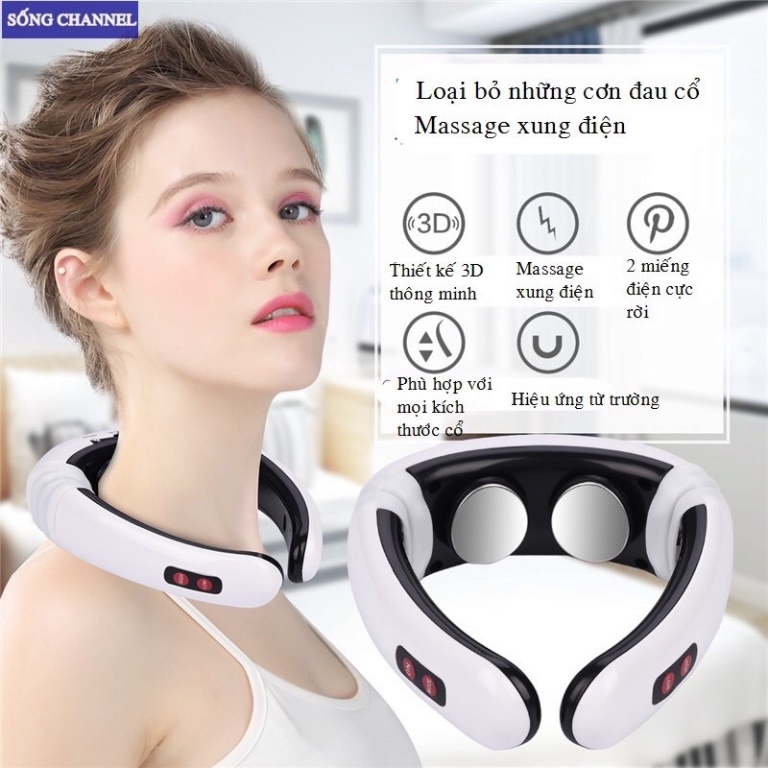 Máy Massage Cổ Vai Gáy Trị Liệu Cao Cấp - Hàng Loại 1 - Máy Massager Xung Điện Đa Năng