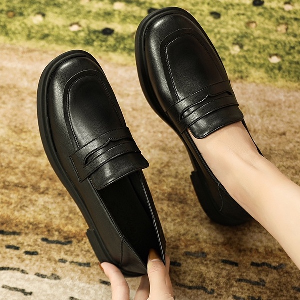 Giày Lười Da Phong Cách Anh Quốc Size 34-40 Cho Nữ