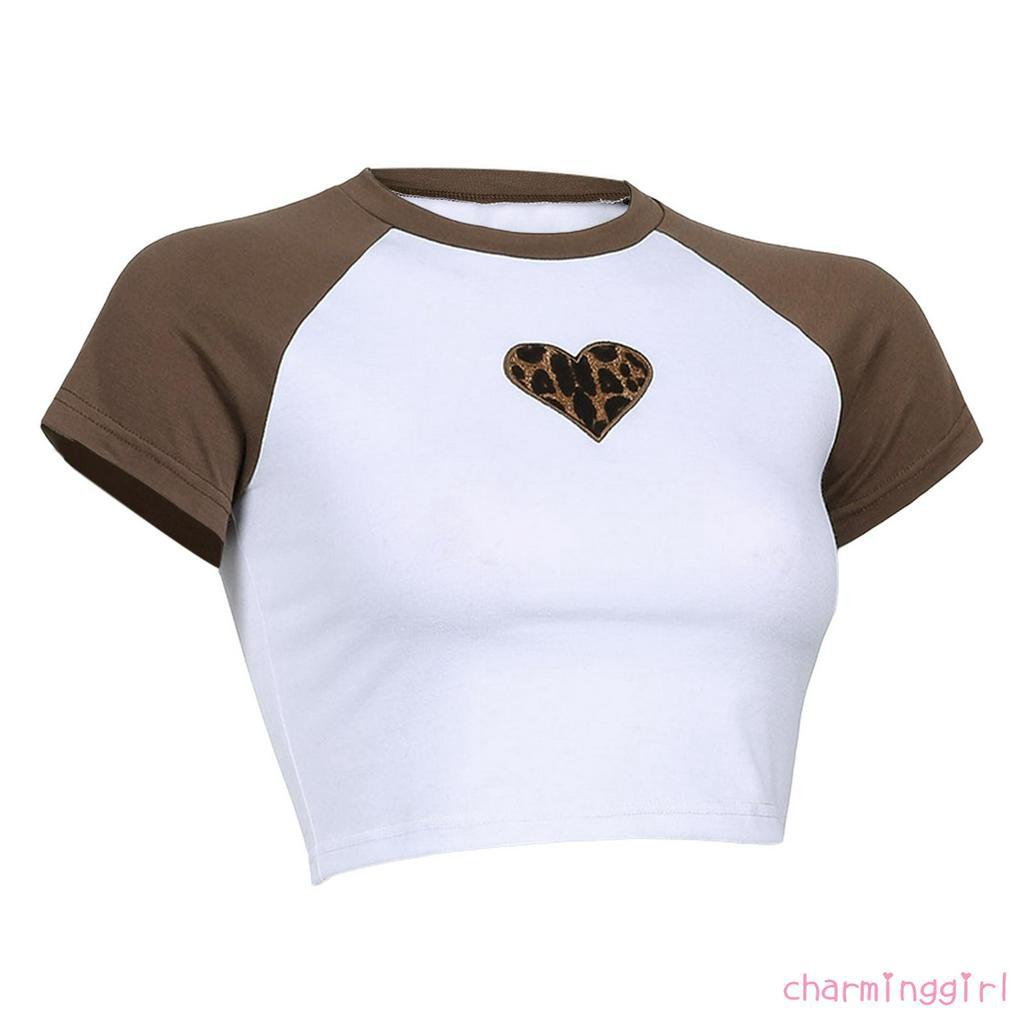 Áo Thun Nữ Ngắn Tay Họa Tiết Da Báo Thời Trang
