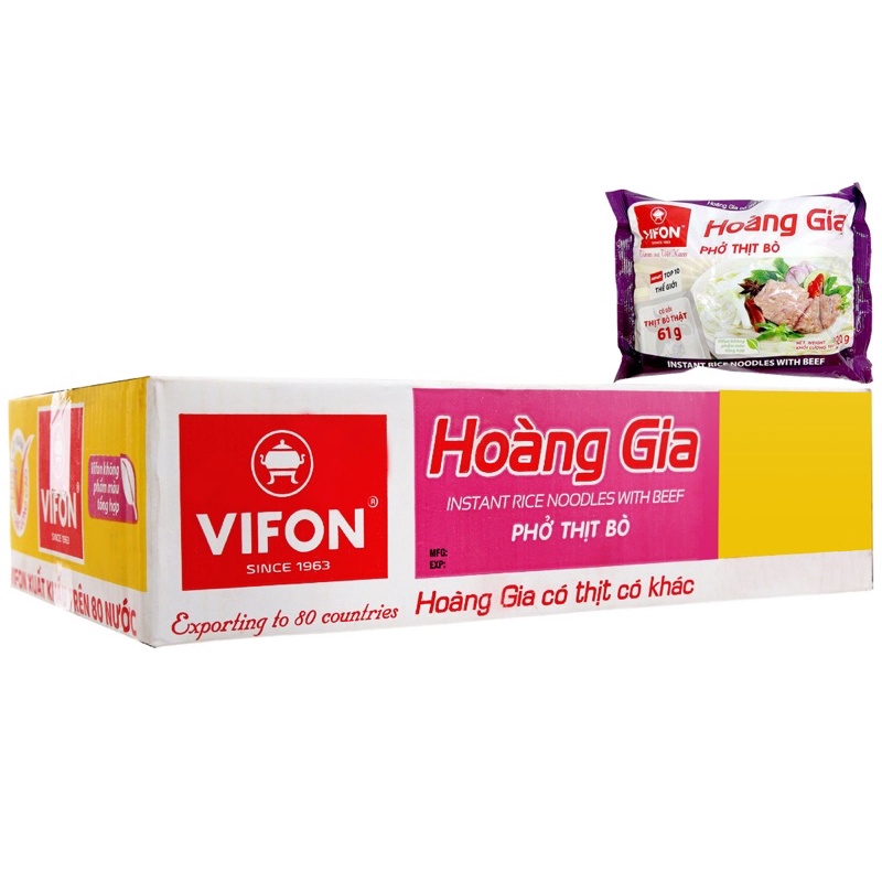 THÙNG 18 GÓI PHỞ BÒ/ PHỞ GÀ HOÀNG GIA VIFON 120G CÓ GÓI THỊT THẬT | BigBuy360 - bigbuy360.vn