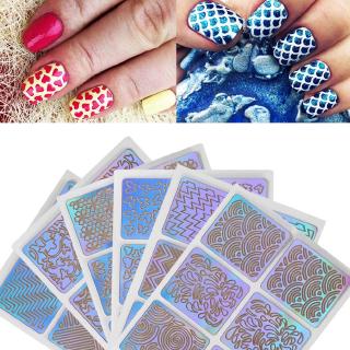 Set 6 Tấm Khuôn Dán Tạo Họa Tiết Cho Móng Tay