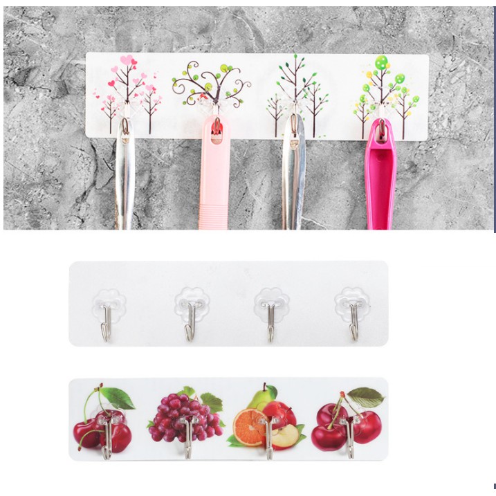 Vỉ 4 móc dán tường treo đồ tiện dụng