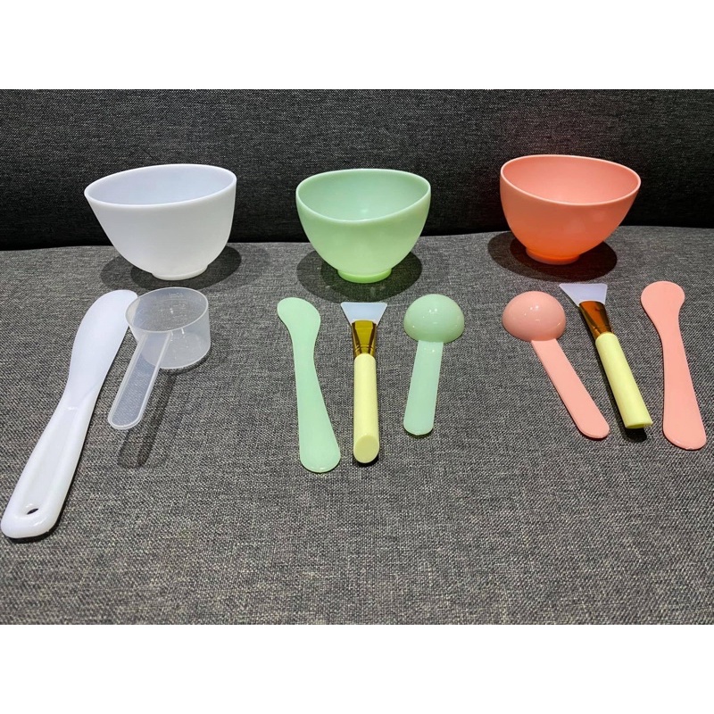 [ Cao Cấp ] Bộ Bát Thìa Nhựa Dùng Mỹ Phẩm / Trộn Mặt Nạ Cao Cấp - Nhựa / Silicon Siêu Chống Dính