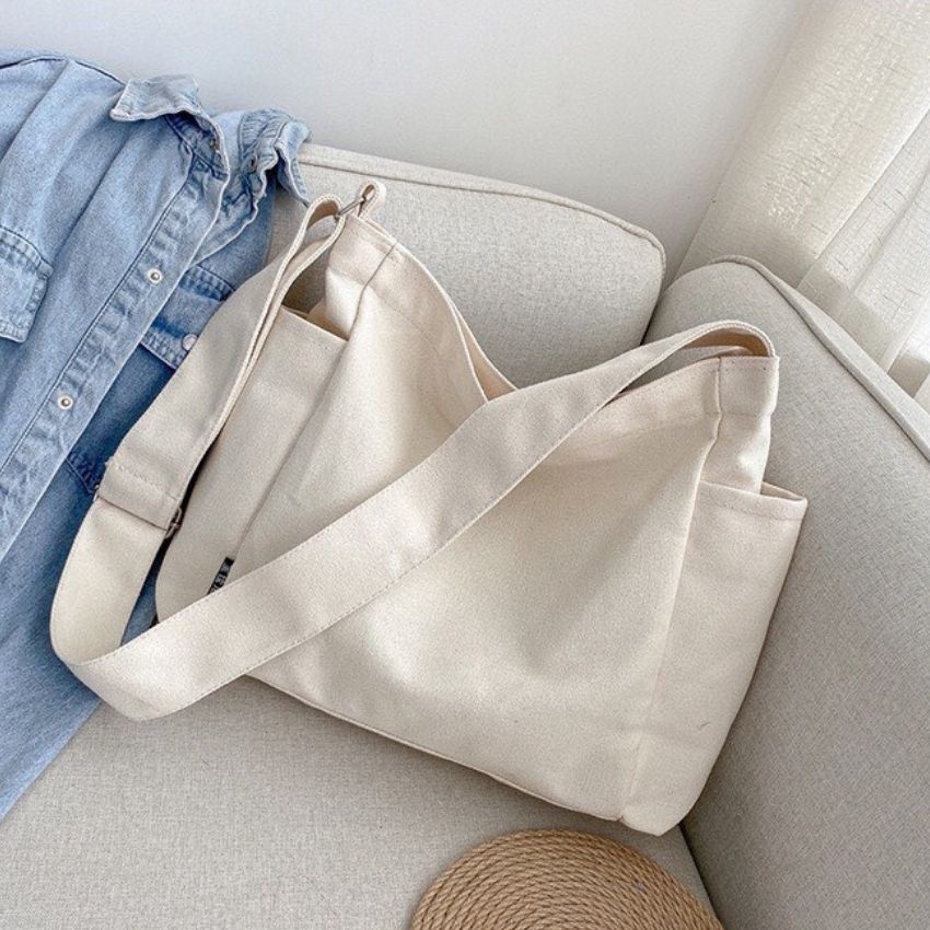 Túi đeo chéo vải canvas đựng đồ thời trang học sinh, sinh viên phong cách Hàn Quốc cao cấp ZIMI