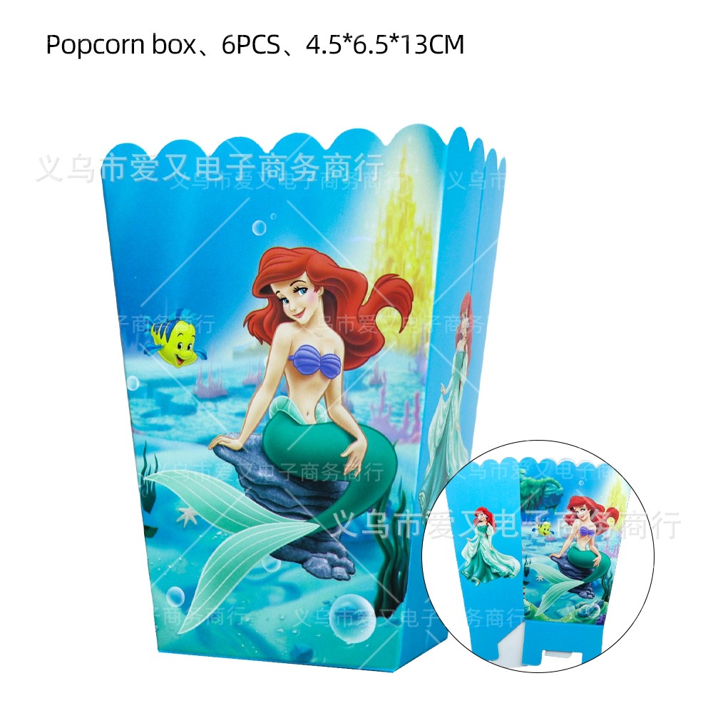 Bộ Phụ Kiện Thẻ Trang Trí Bàn Ăn Sinh Nhật In Hình Nàng Tiên Cá Nhỏ Ariel