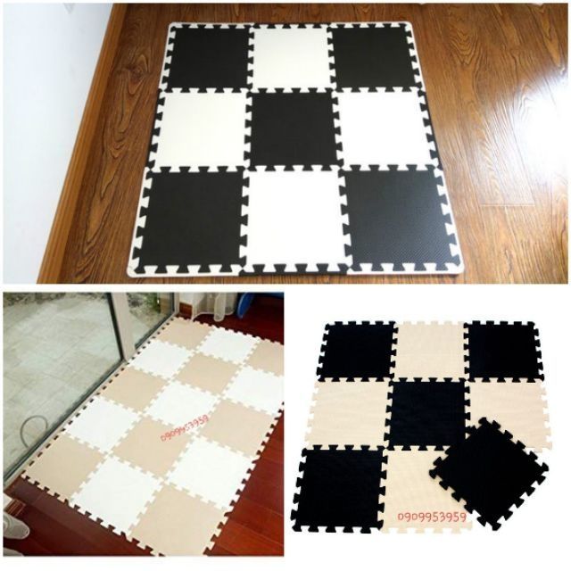 Thảm xốp lót sàn60x60x1cm màu trắng, đen, be