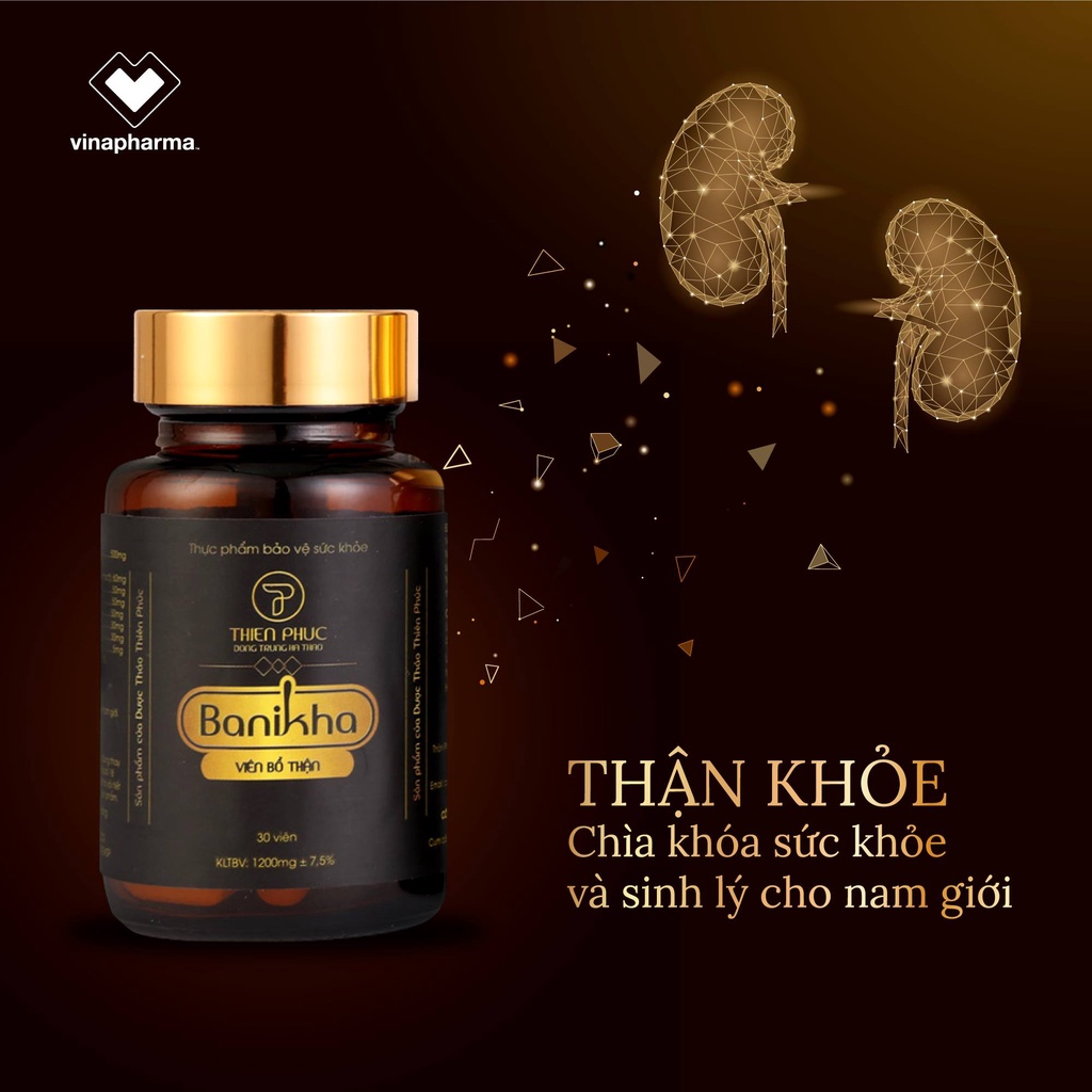 Viên bổ thận banikha Tăng cường sinh lý nam Bổ thận nam Hỗ trợ giảm đau lưng mỏi gối tiểu đêm nhiều Hộp 60 Viên