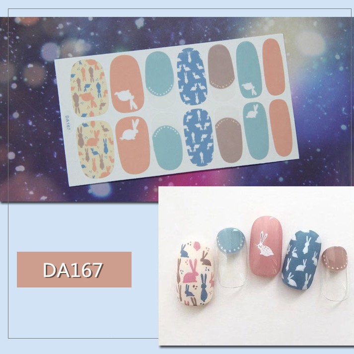 Bộ nail sticker 14 miếng dán móng tay trang trí 3D DA161-DA180 xinh xắn chống thấm nước