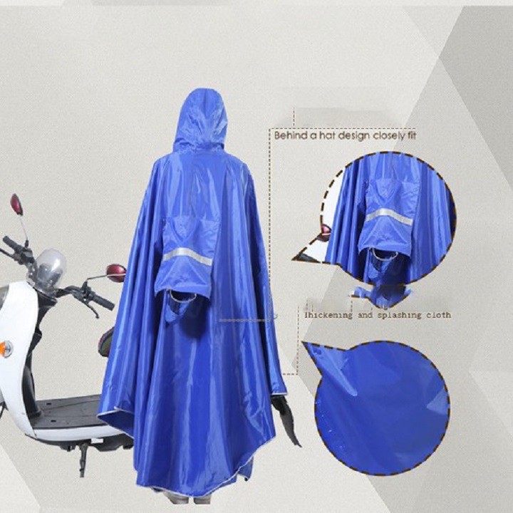 Áo mưa đôi 2 đầu XXXL, áo mưa dáng trùm rộng có phản quang có tai bằng túi bóng kính che gương và đèn xe {Sẵn Hàng