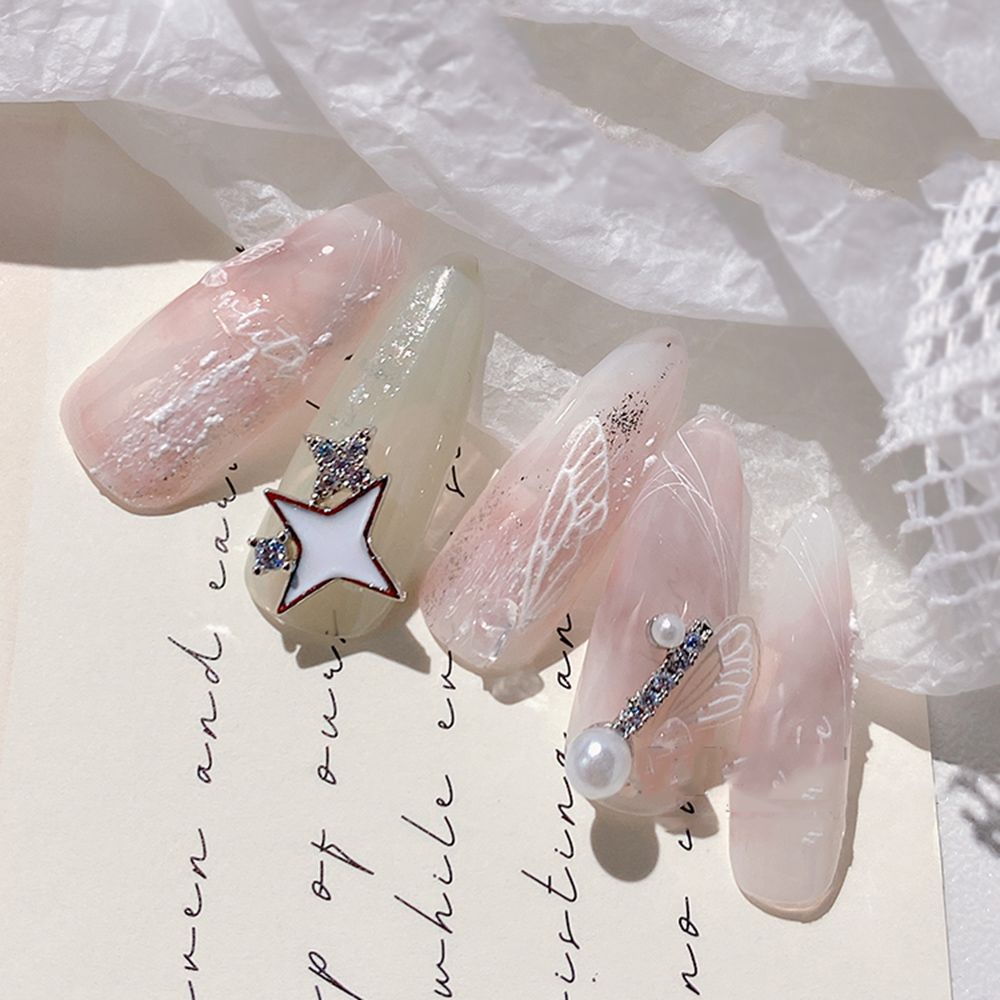 [Hàng mới về] Phụ kiện trang trí móng tay hình bướm / mặt trăng / ngọc trai giả 3d diy