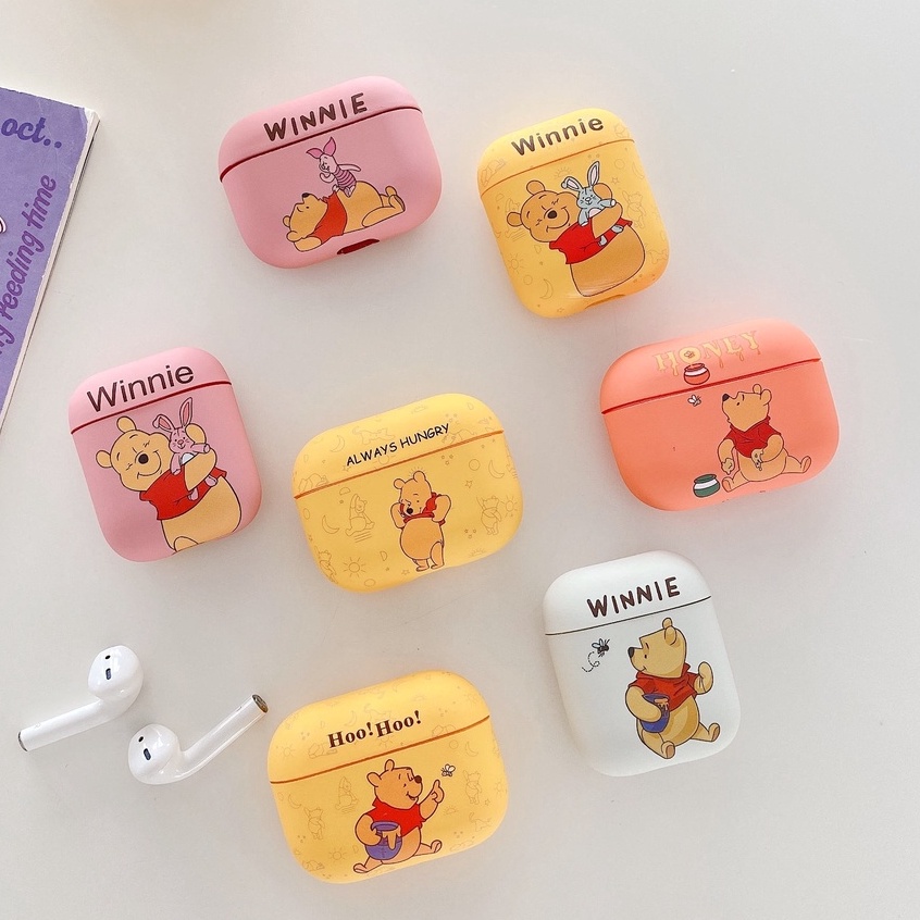 Vỏ Bảo Vệ Hộp Sạc Tai Nghe compatible AirPods Pro/compatible AirPods 3/Pro 2Gen Hình Gấu Pooh Dễ Thương