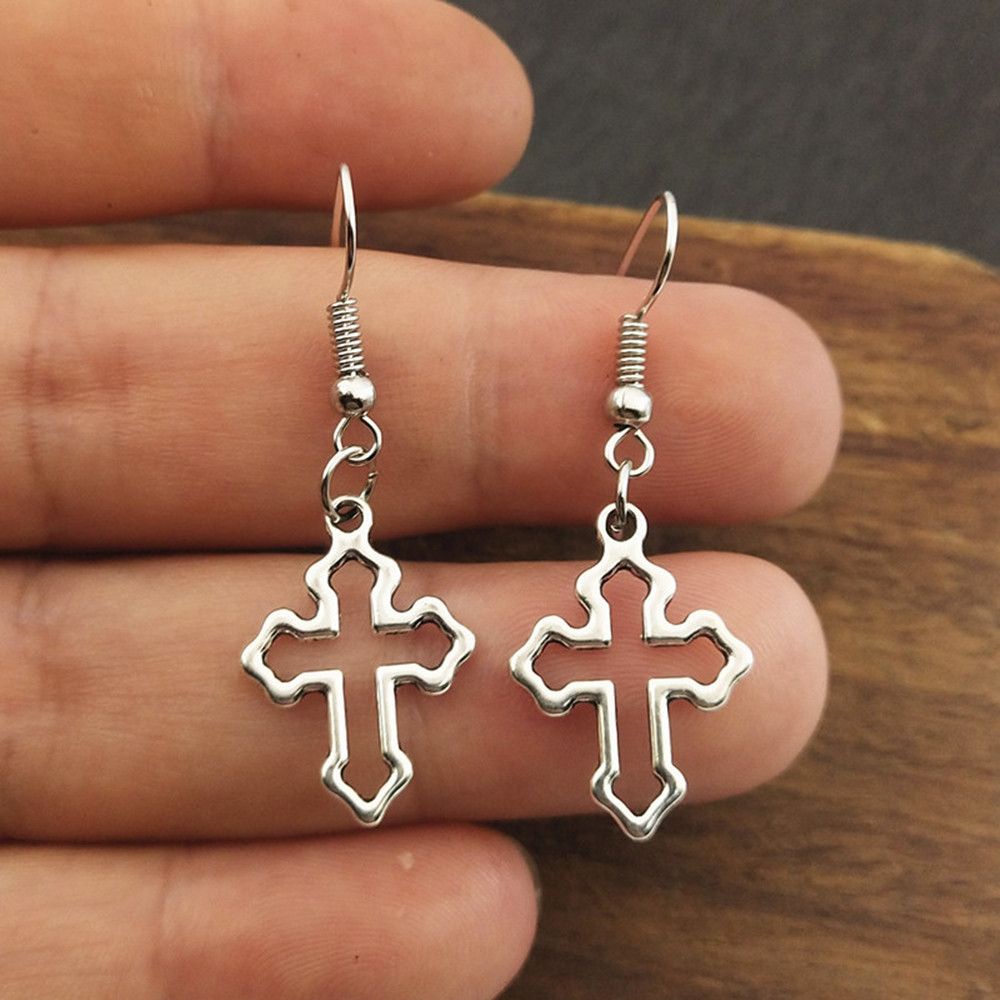 Bông Tai Dáng Dài Mặt Hình Thánh Giá Phong Cách Gothic Thời Trang Cho Nữ